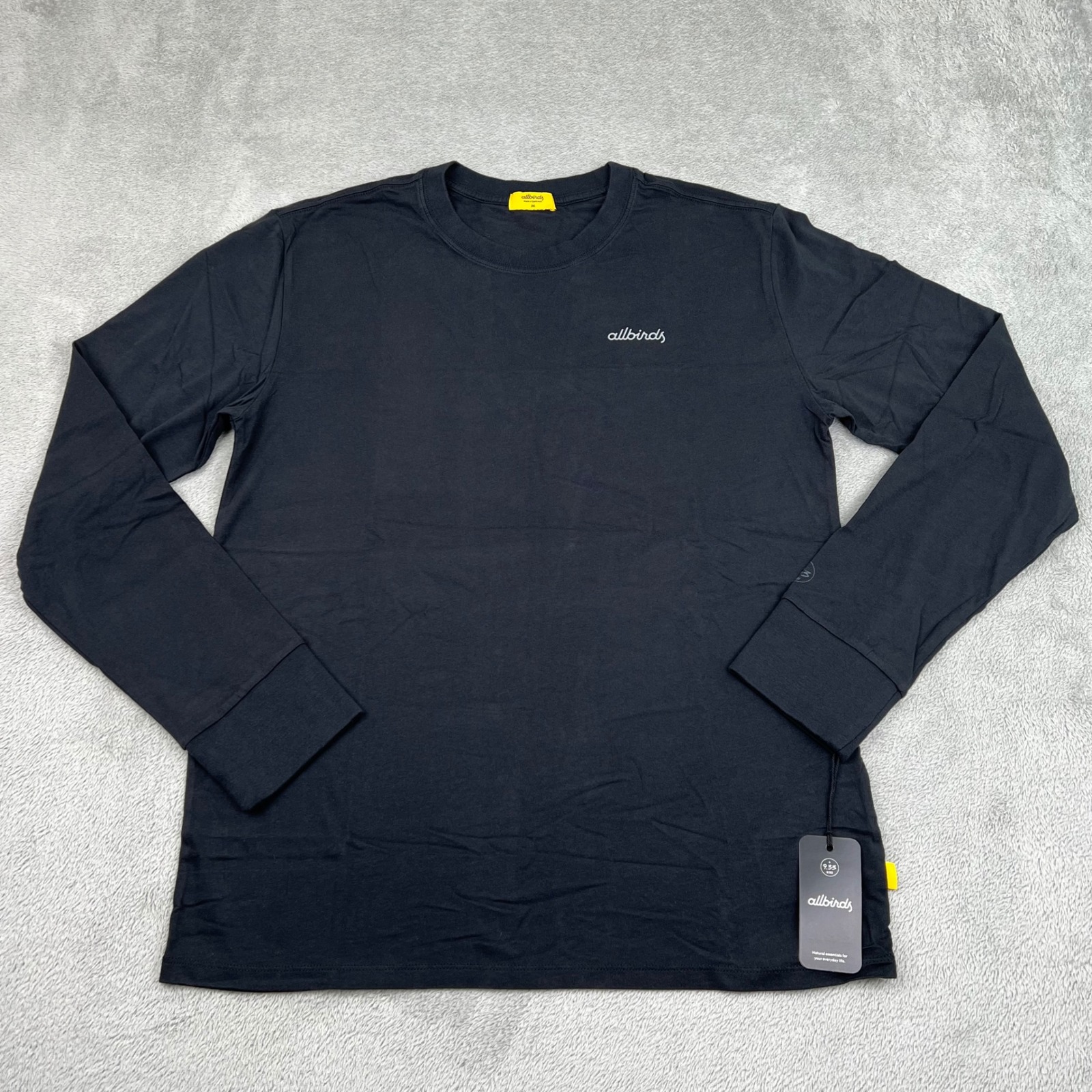 New Allbirds Cotton Long Sleeve Tee 100% Organic Cotton Natural Black M